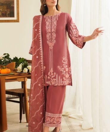 MANNAT 3PC EMBROIDERED VISCOSE SUIT (CHARISMA)