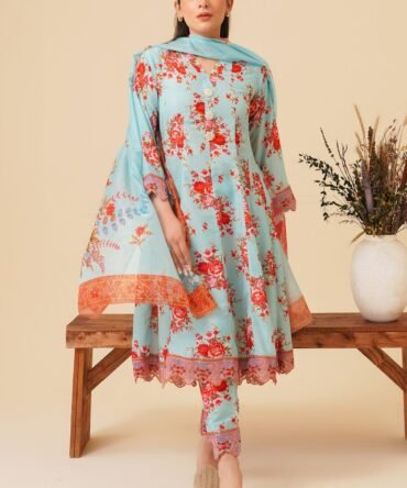 MANNAT 3PC LAWN SILK SUIT (FANTASY)