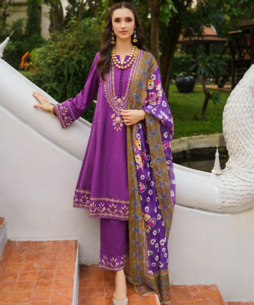 GARNET 3 PIECE EMBROIDERED SILK SUIT (DILSAZ)